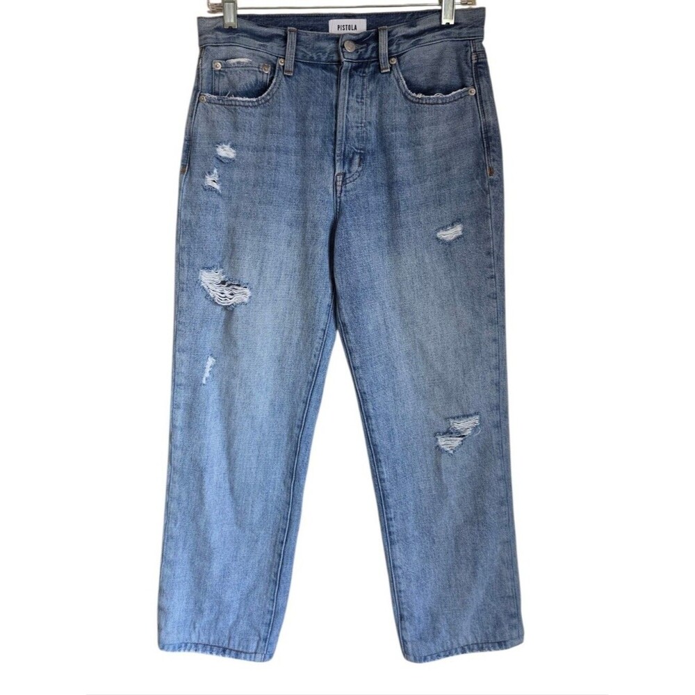 pistola charlie high rise distressed straight jeans size 26